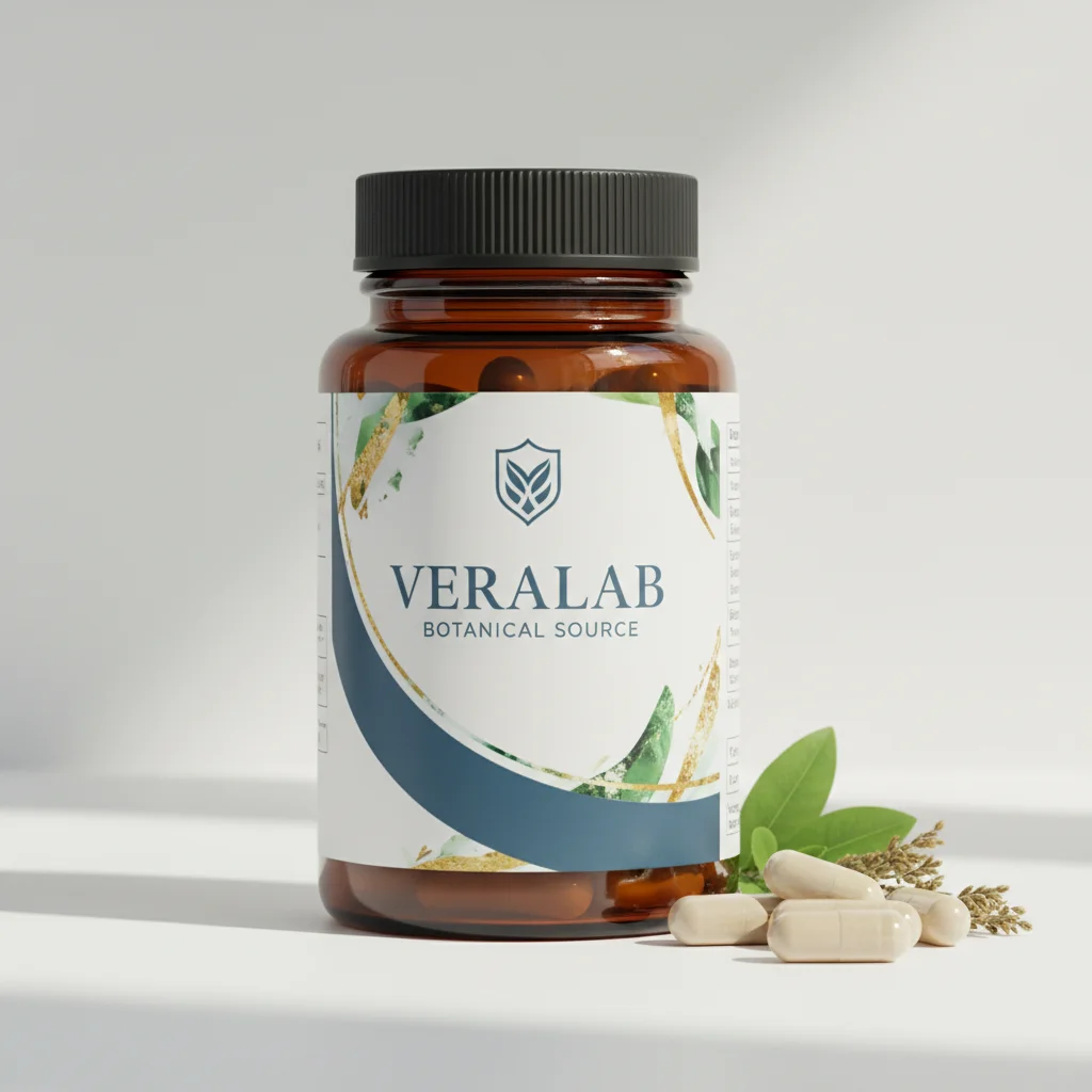 VeraLab Botanical Source 90 capsules - amber glazen fles met zwart deksel